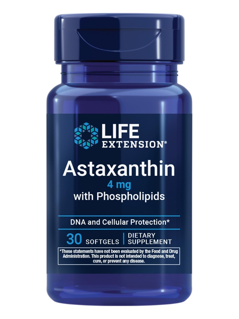 Extensão de vida Astaxantina com fosfolipídios – Apoio antioxidante, saúde ocular – Algae-Derived – Gluten-Free, Non-GMO – 30 Softgels