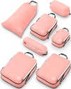 Grandes cubos de embalagem de compressão para Organizadores de bagagem de cubo de embalagem de viagem 7 peças para bagagem-Ultralight verificado, expansível / Compression Bags by TRIPPED Travel Gear (Dusty Rose)