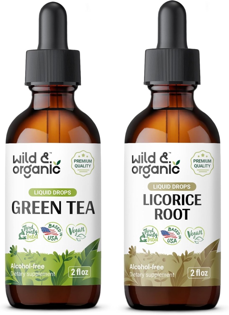 Tintura de chá verde selvagem e orgânico 2 fl oz & alcaçuz Tintura 2 fl oz