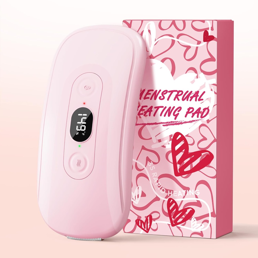 Almofada de aquecimento portátil Cãibras: 2 Timer 6 Níveis de calor 6 Modos de vibração Almofada de aquecimento elétrico sem fio para alívio da dor nas costas Menstrual Heating Pad (Light Pink)
