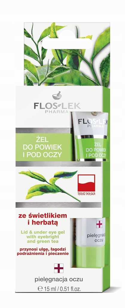 Gel de tampa e sob olho com Eyebright e chá verde 15 Ml