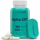 Alpha GPC Choline Supplement 600mg – 180 Cápsulas Vegetarianas, Alta Pureza Nootrópica para Energia Diária, Fornecimento de 3 meses, Fonte de Acetilcolina para Clareza Cognitiva e Mental, Certificado GMP, Made in USA