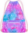 PASHOP Drawstring Backpack para crianças, Meninas Saco de praia de malha para natação, Tamanho grande sacos de ginástica Drawstring saco para meninas (Unicórnio)