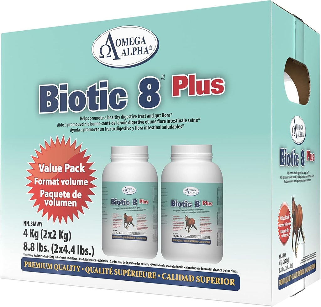 Ómega Alpha Biotic 8 Plus 8.8lbs (2 X 4.4lbs.) para cavalos