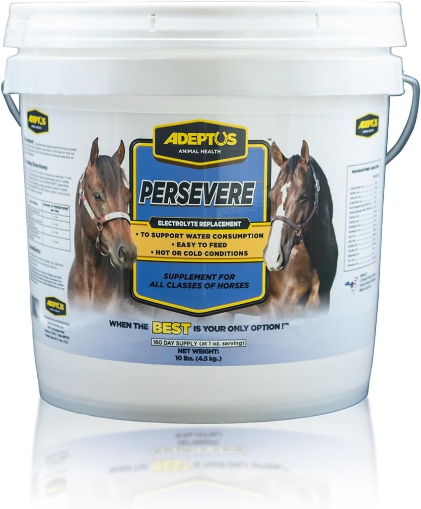 Adeptus Nutrition Persevere Suplemento Eletrolítico para Todas as Classes de Cavalos, Suporta Hidratação, Fórmula Equilibrada para Substituição de Suor, Base de Levedura Prebiótica, Pó de Alimento Fácil, 10 Lbs