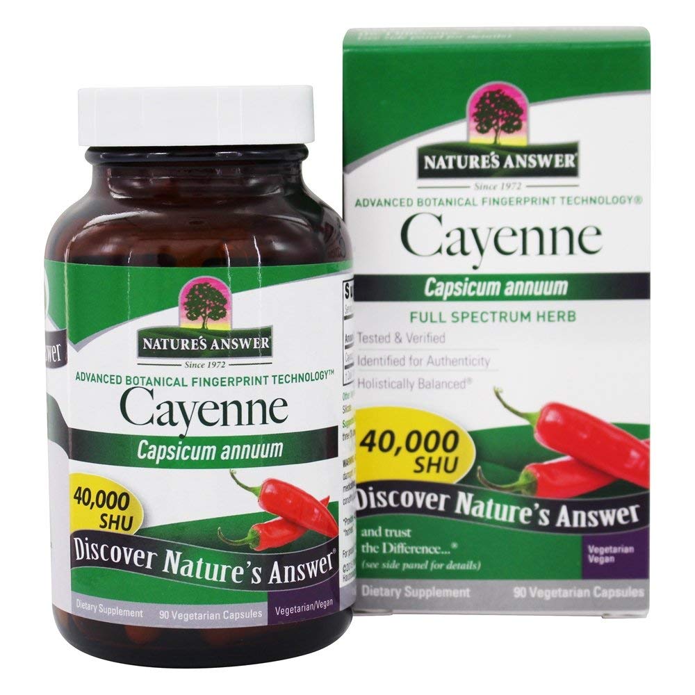 Resposta da natureza Cayenne Pepper Powder Capsule Supplement , 90-Count , Metabolismo Natural Booster , Promove saúde cardiovascular , ajuda com a digestão e circulação (Pacote de 1)