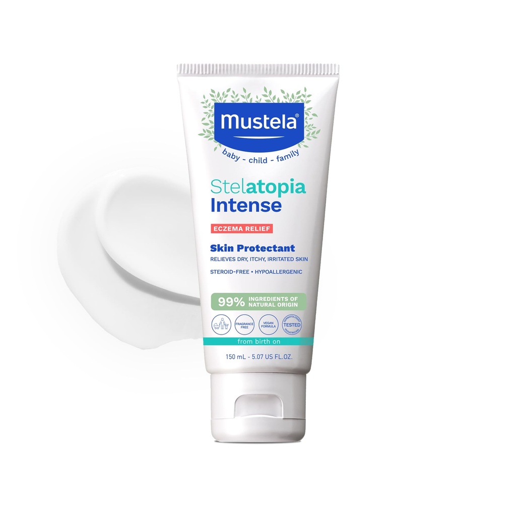 Mustela Eczema Relief Cream Stelatopia Intense - Fragrance-Free Moisturizing Body Lotion with Colloidal Oatmeal - Para pele seca, com comichão, irritada e flares - Baby, Child & Adult - 5.07 fl. oz.