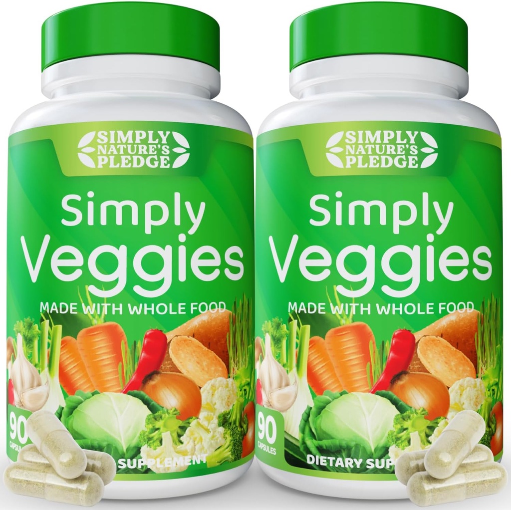 Simply Nature's Proledge - 90 Cápsulas Veggie- 2 Mês de Fornecimento - Feito com alimentos integrais Superfoods, embalado com beta caroteno e 18 vegetais diferentes - 100% Soy Free