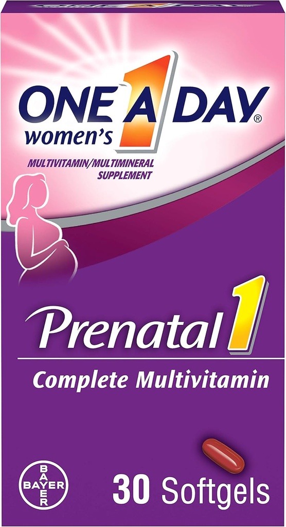 Pré-natal 1 com DHA e ácido fólico Softgels, 30 ea (Pacote de 4)