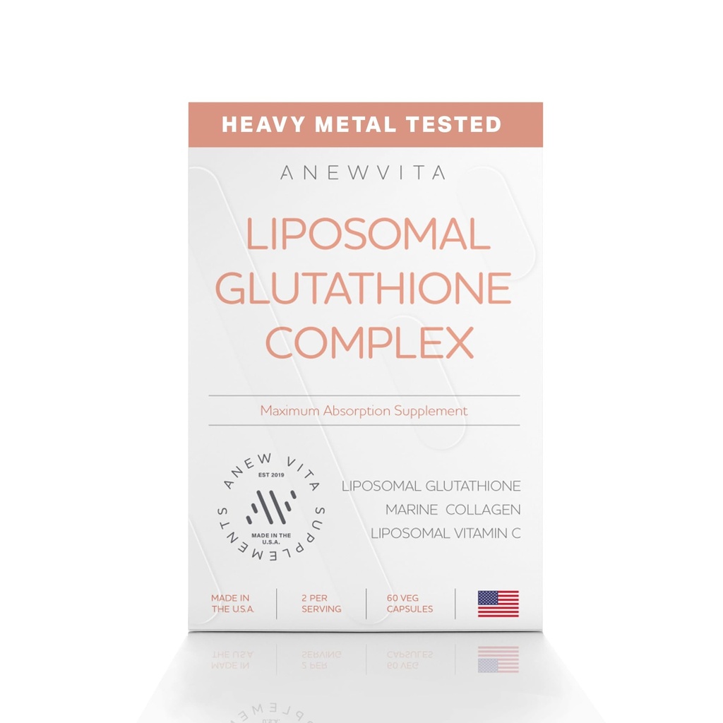 Suplemento de Glutationa lipossômica com Colágeno Marinho e Vitamina C Liposômica - Suplemento de Cuidados da Pele Premium - Fórmula de Absorção Melhorada para Pele Radiante, Detox e Apoio Antioxidante - 60 Cápsulas