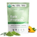 Sprout Vivendo proteína épica, proteína baseada em plantas e superalimentos em pó, Matcha consciente 17 Grams proteína orgânica em pó, Vegan, Non-GMO, Gluten Free, Adaptogens + Nootropics (1 Libra, 12 Servings)