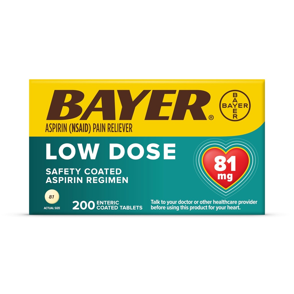 Bayer Aspirina Regime Comprimidos revestidos entéricos de dose baixa, 81 mg, 200
