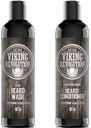 Conjunto de Shampoo e Condicionador Viking Revolution - Kit de Cuidados com Barba de Top-tier com Óleos de Argan & Jojoba para Crescimento Saudável de Barba, Sem Coceira ou Irritação, Rigor Rico, Eucalyptus Scent (10 onças)