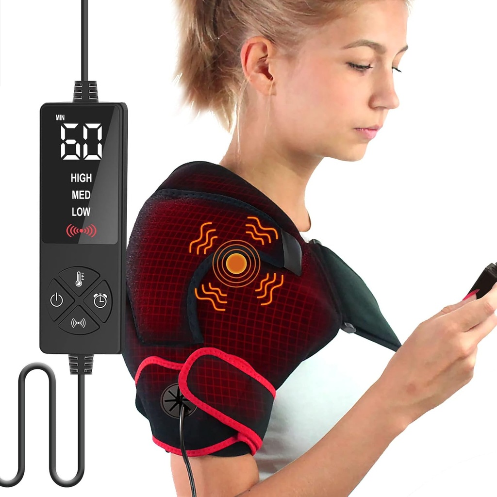 Creatrill Shoulder Heating Pad com Massager para alívio da dor do ombro Tecido profundo, Massageamento Heating Pad Electric para ombro congelado, Bursite Shoulder Artrite, Tendonite, Rotator Cuff Pain Alief