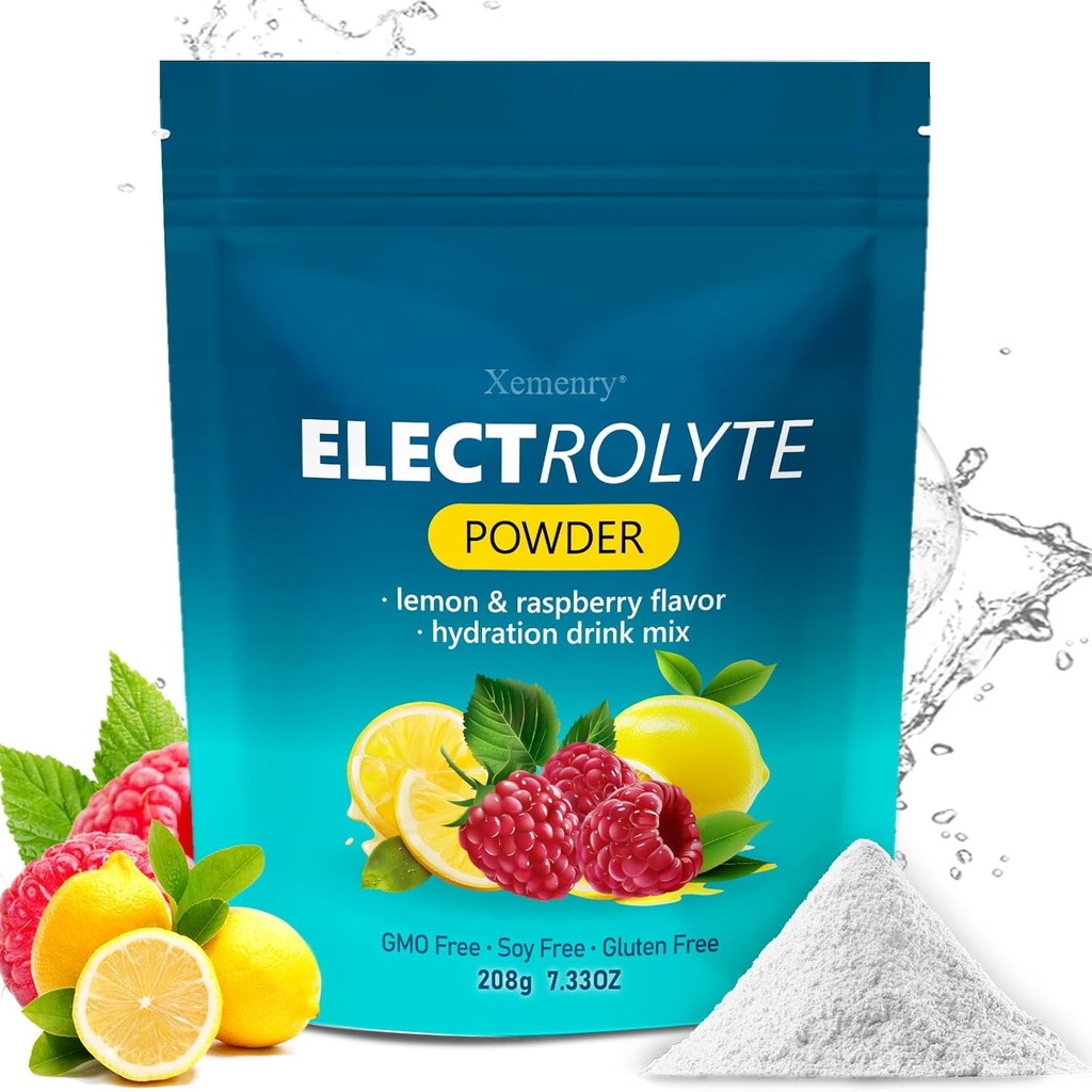 Hydration Electrolyte Powder, Keto & No Sugar - Alto Potássio (1000mg) com limão framboesa flavored - Zero Calory Sugar Free Electrolyte Powder, Não-GMO 32 Servings
