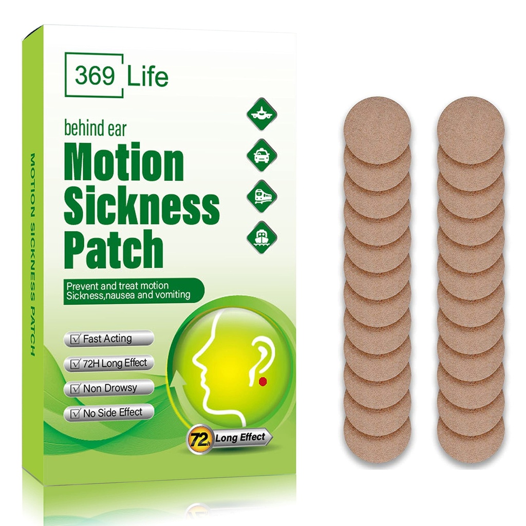 Motion Sickness Patches para Passeios de Carro e Barco, Navios, Cruzeiro e Avião e Outras Formas de Transporte - Viagens Essenciais, para Adultos e Crianças (24 Conde)