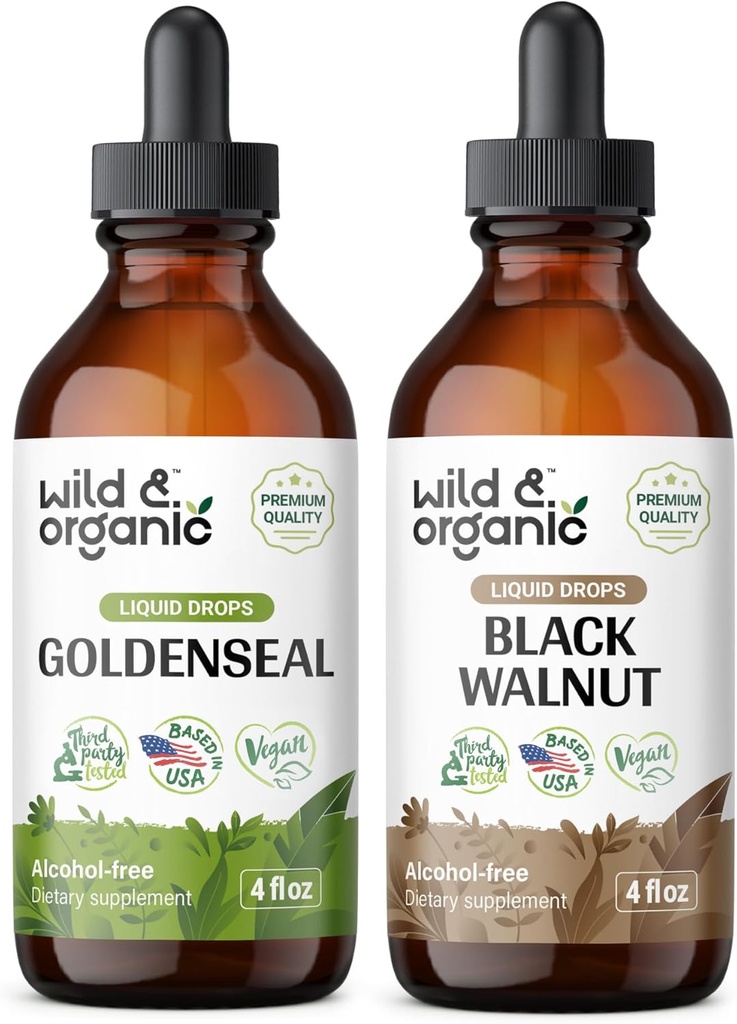 Selvagem e orgânica Goldenseal Tintura 4 fl oz & Black Noz Tintura 4 fl oz