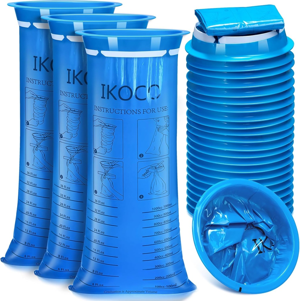 26 Sacos de vômito de embalagem descartáveis, IKOCO1000ml Leak Resistant Emesis Throw Up saco, saco de vômito de movimento saco de doença para viagem, náuseas e carro