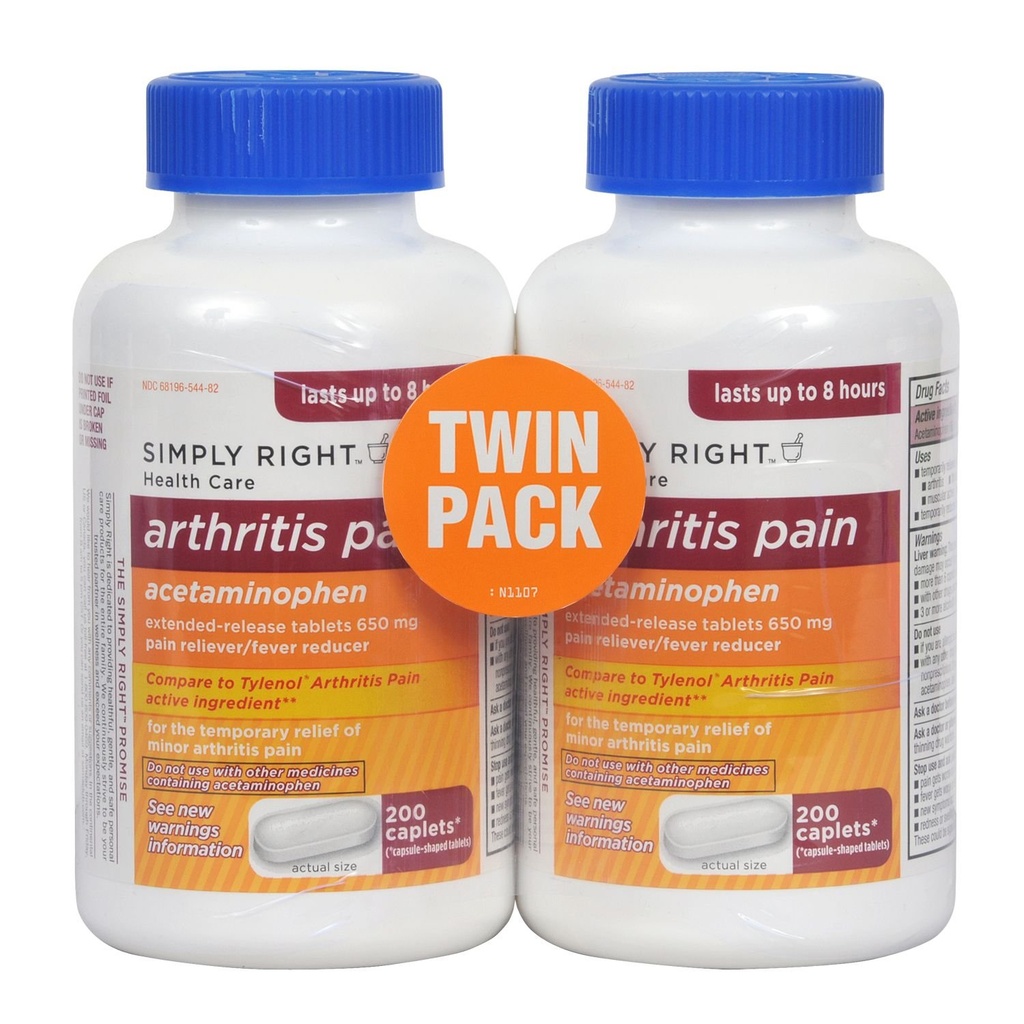 Artrite Reliever Dor, Libertação Estendada, Acetaminofeno 650 mg, 400 Caplets
