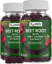 IUM-V's Beet Root Gummies with Tart Cherry Extract - Berry Flavor Beetroot Gummies - Beet Chews for Blood Circulation and Antioxidant Support - Red Beets Gummies Berry 60 Count (Pack of 2)