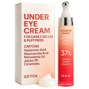 Cafeína Sob Creme Olho para Puffiness e Sacos Sob Olhos - Rolo para Olhos Puffy e Círculos Escuros Sob Tratamento Olho para Mulheres, Homens - Ácido Hialurônico e Niacinamida Serum - Redutor de Puffiness Face