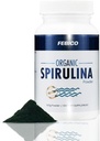 Premium espirulina orgânica em pó- Vegan, Enriquecido complexo vitamina B12, Phycocianina, Impulso de energia, Não-GMO, Sem glúten e não-irradiado, USDA, Naturland, Halal Certified-100g