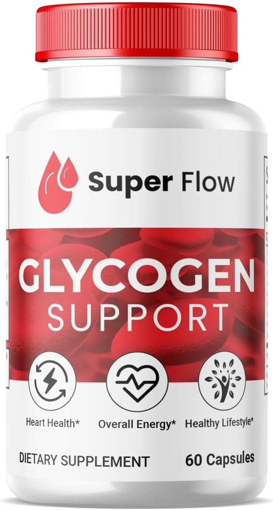 (1 Pack) Super Flow Glycogen, Super Flow Glycogen Cápsulas de suporte, Fórmula Optimizer Glyco, Limpador de vasos sanguíneos naturais, Suporte de Glycogen Super Flow Premium (60 Cápsulas)