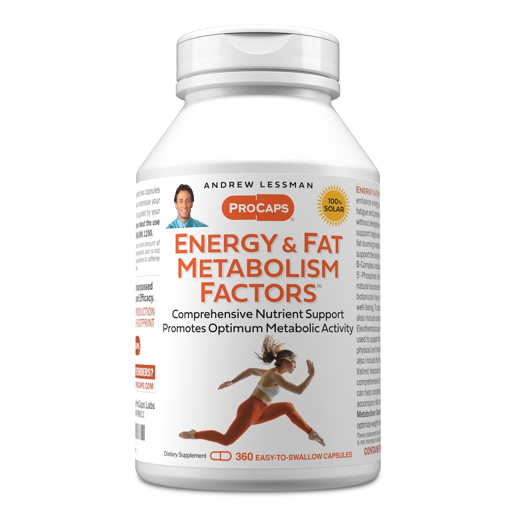 ANDREW LESSMAN Factores de Metabolismo de Energia e Gordura 360 Cápsulas - Promove Queimadura de Gordura Óptima e Metabolismo de Energia, com Carnitina, Chá Verde, Guaraná, Ginseng, B-Complexo. Cápsulas fáceis de engolir