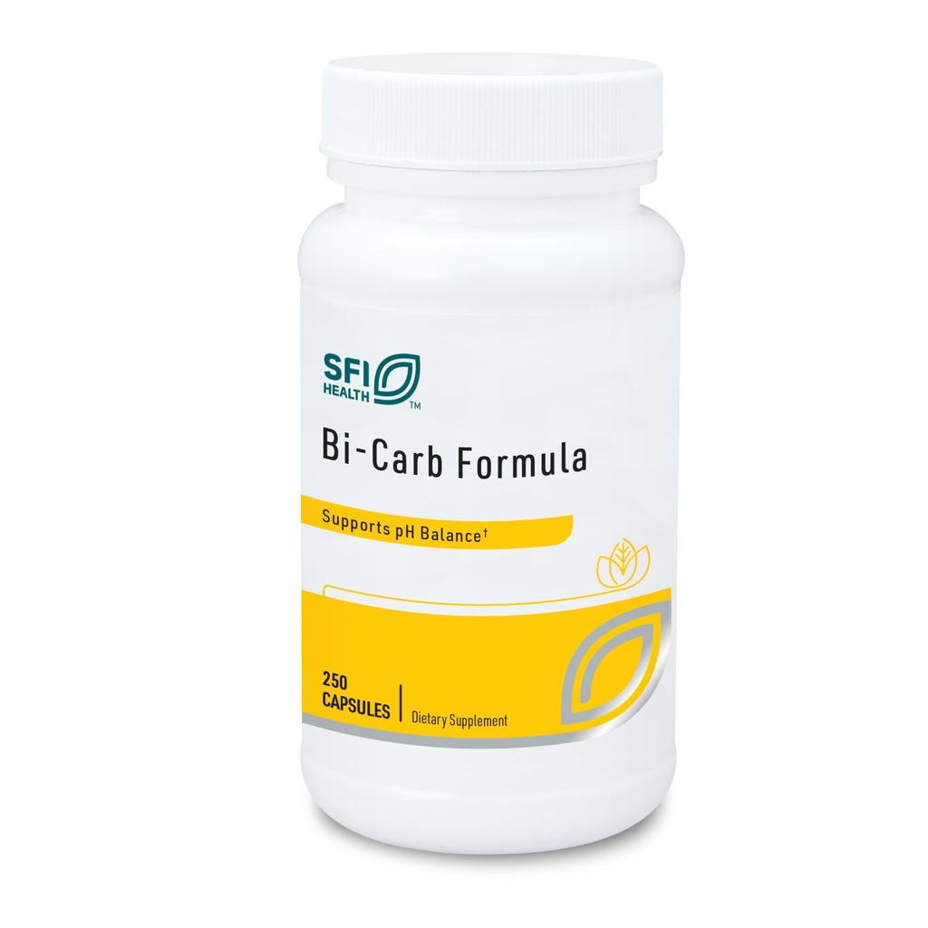 SFI Saúde Bicarbonato de sódio e Potássio Bicarbonato Suplemento - Componentes-chave Ajuda a manter o pH saudável (Acid/Base) Equilíbrio - Suporte Gastrointestinal - Fórmula Bi-Carb (250 Cápsulas)