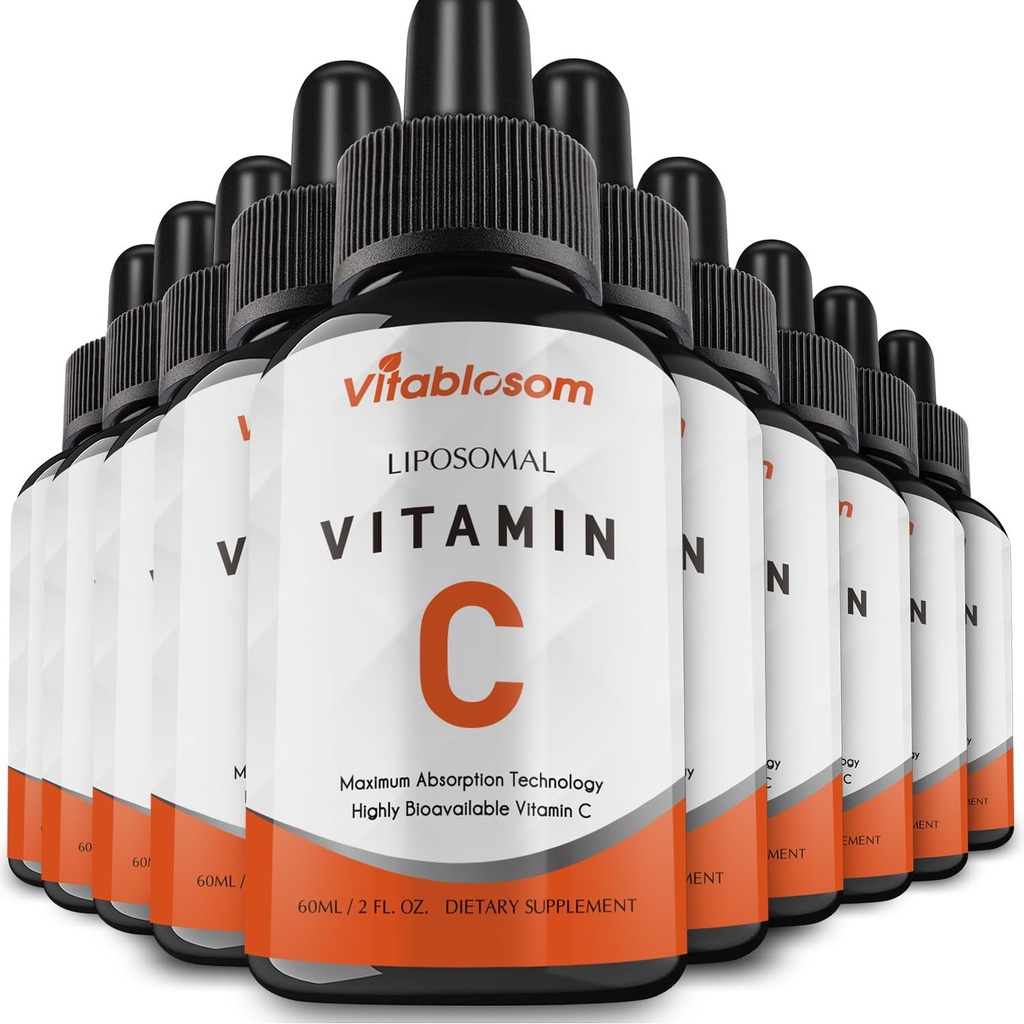 Vitamina C lipossómica 2000mg Líquido para Adultos, VIT de alta absorção C, Maximizar a Vitamina C, Bom para o Sistema Imune & Antioxidante, 60ML (10 garrafas)