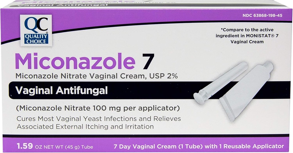Qualidade Escolha Miconazol Nitrato 2% 7 Dia Vaginal Antifúngico Creme, 1,59 Onças (45g)