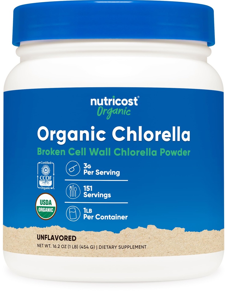 chlorela orgânica nutricista em pó de 16 onças (1LB) - 3g por serviço