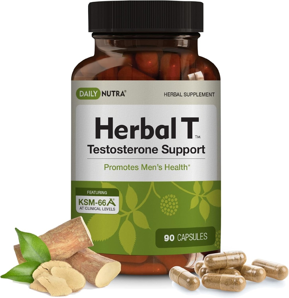 DailyNutra Herbal T Suplemento de Fórmula de Saúde para Endurance, Vitalidade e Envelhecimento Saudável - com KSM-66 Ashwagandha, Tongkat Ali, Tribulus, Eleuthero, & Horny Goat Weed (90 Cápsulas)