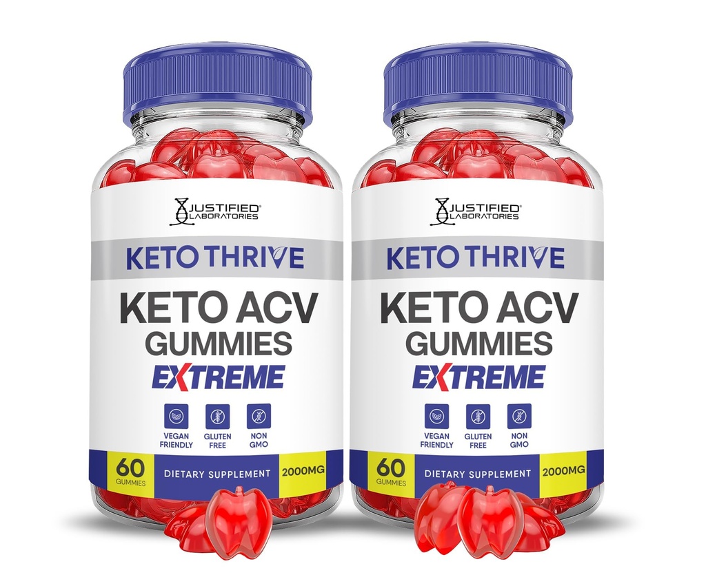 (2 Pack) Keto Thrive Keto ACV Gummies Extreme 2000MG Keto Thrive Keto Gummies Apple Cider Vinagre Formulado com suco de beterraba romã B12 Vegan Non GMO 120 Gummys