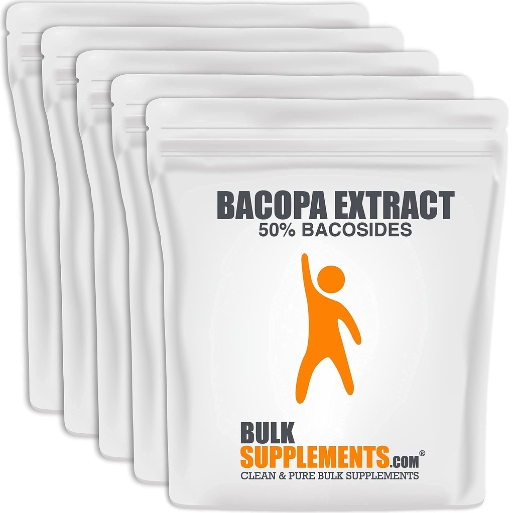BulkSuplementos.com Extrato de Bacopa em pó - Suplemento Bacopa Monnieri, Pó Bacopa - Suplementos Bacopa, Vegan & Gluten Grátis, 500mg por serviço, 5kg (11 lbs) (Pacote de 5)