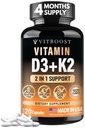 Complexo Vitamina D3 K2 - Fácil de Engolir - Vitamina D (D3) 5000 UI (125 mcg) e K2 (MK-7) 90 mcg □ Não-GMO - Sem Glúten □ EUA Made 120 Cápsulas