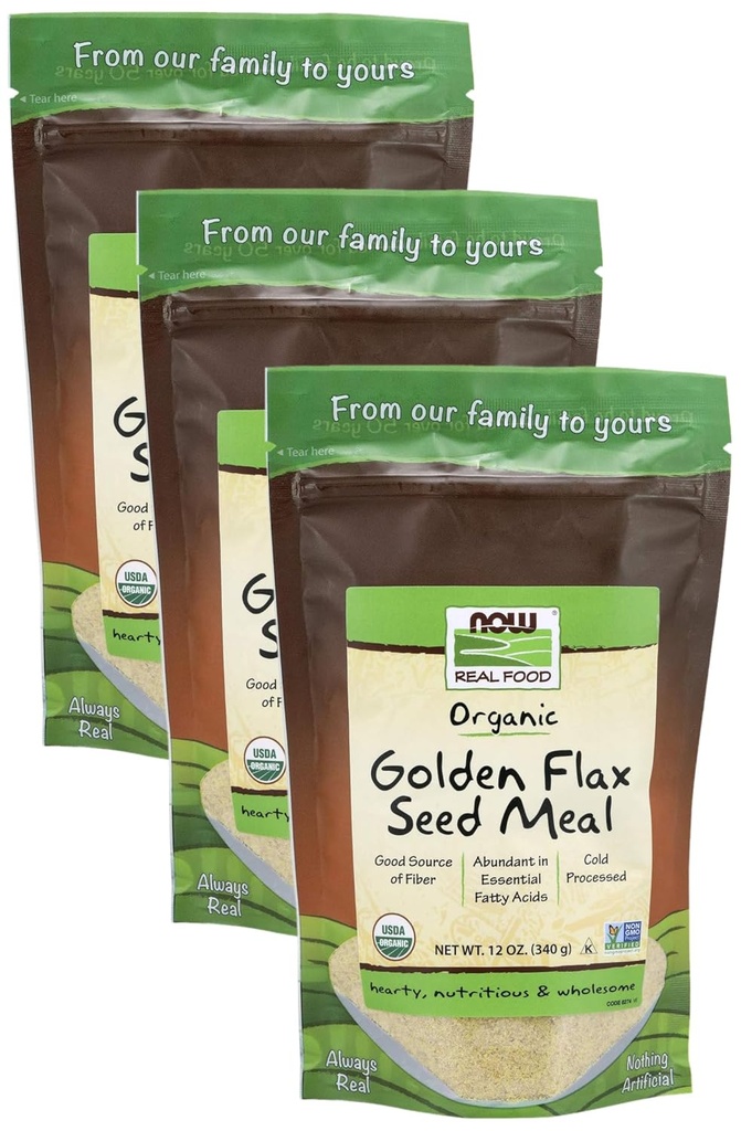 AGORA Alimentos, Alimentos Orgânicos Sementes de Linho Dourado, Fonte de Ácidos Gordura Essenciais e Fibra, Processos a Frio, Certificados Não-GMO, 12-Ounce (Packaging May Vary) (Pack of 3)