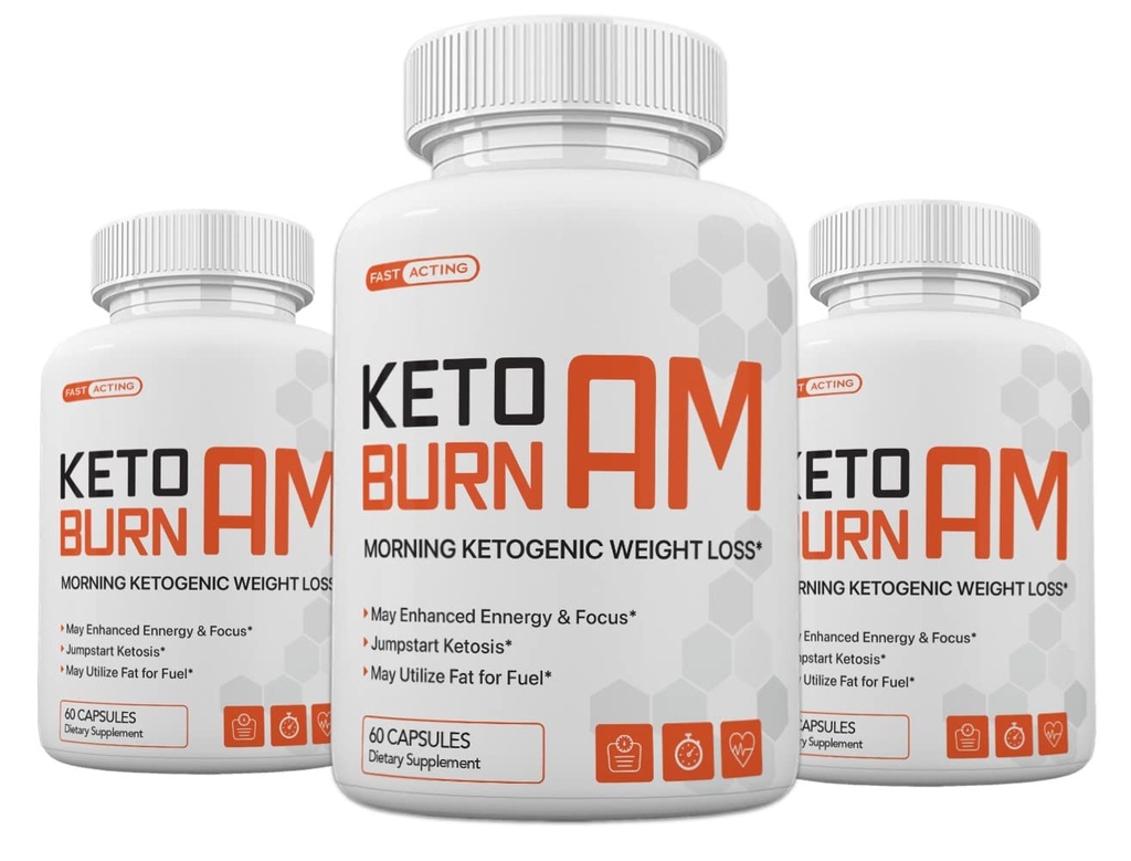 (Pacote de 3) Keto Burn AM Manhã Ketogenic Weight Management, Keto Burn Pills para homens e mulheres, 180 cápsulas, 3 meses de fornecimento