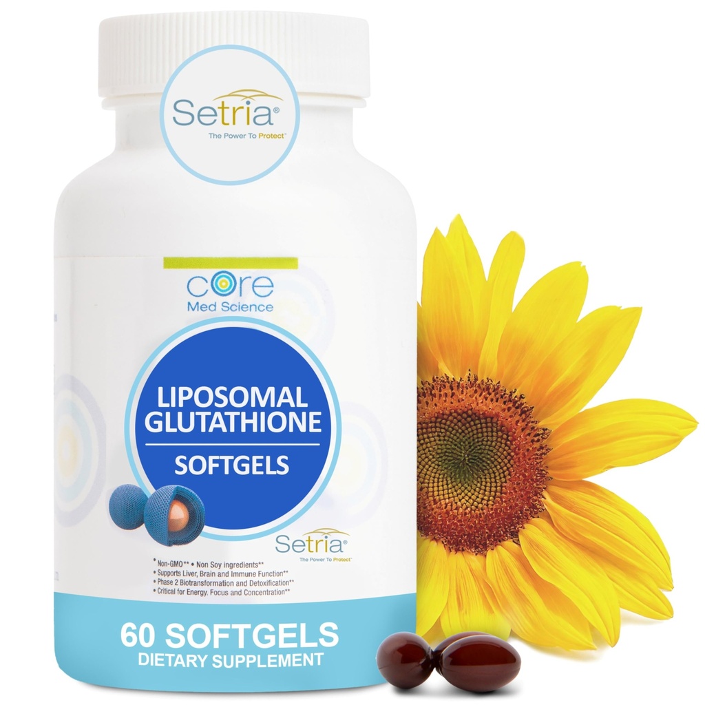 Núcleo Med Science Suplemento de Glutationa lipossómica (500mg, 60 Softgels) - Setria Reduzida Pura com Complexo Fosfolipídio - Suplemento Antioxidante para Energia e Pele