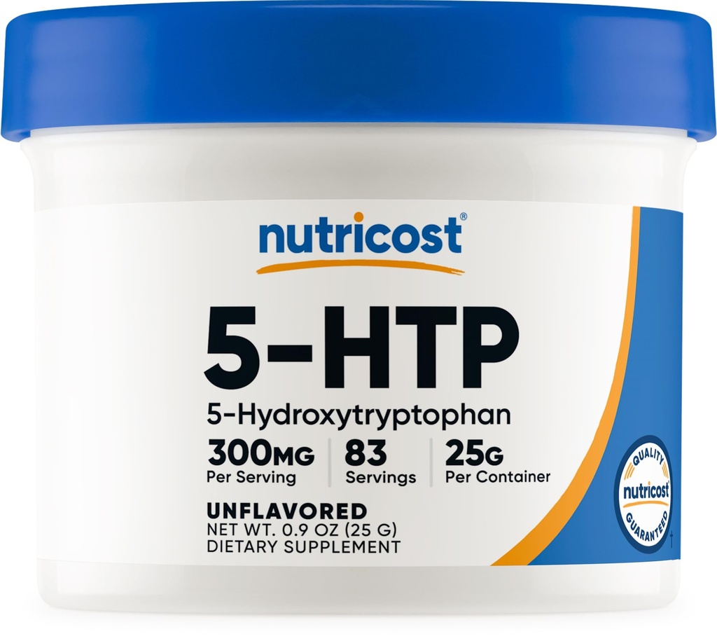 Nutricost 5-HTP pó 25 gramas (300mg por serviço) - Gluten Free & Non-GMO, Pure 5-htp