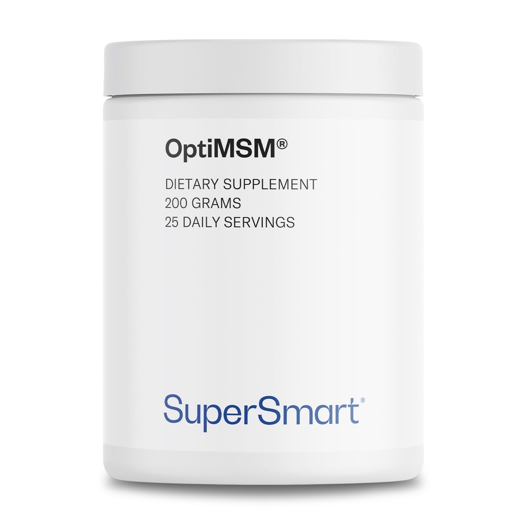 OptiMSM super inteligente (Formula de Pureza Patenteada e Alta) - Metil-Sulfonil-Metano MSM Pó Suplemento Vegan & Glúten Grátis - 200 g