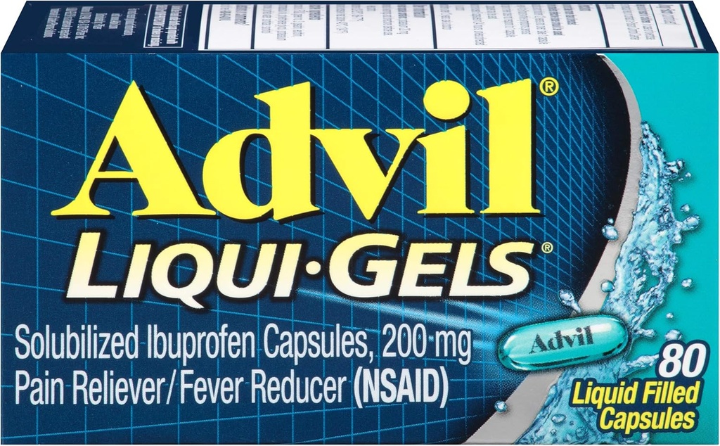 Advil Reliever/Redutor de Febre, 200 mg Ibuprofeno solubilizado (Caspas Liqui-Gel 80-Count, Embalagem de 2)