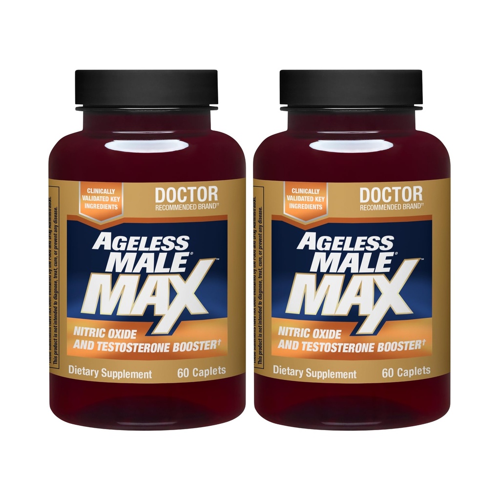 Idoso Masculino Max Total Testosterona Booster Suplemento para Homens, 120 Caplets
