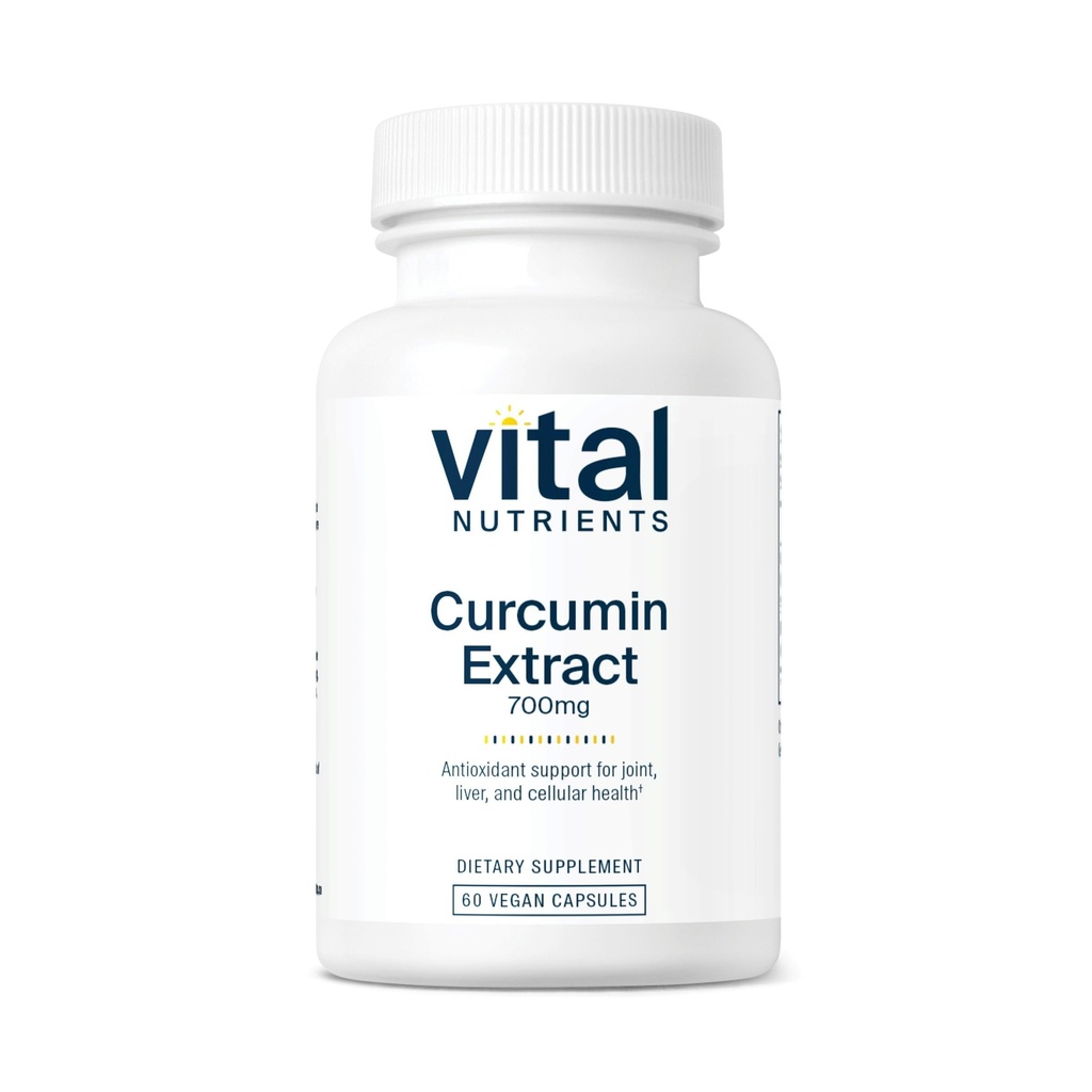 Vital Nutrients Curcumin Extract 700mg Suplementos de Curcumina Vegan com Extrato de Pimenta Preto Suporte Antioxidante para a Saúde Conjunta, Fígado, e Celular*