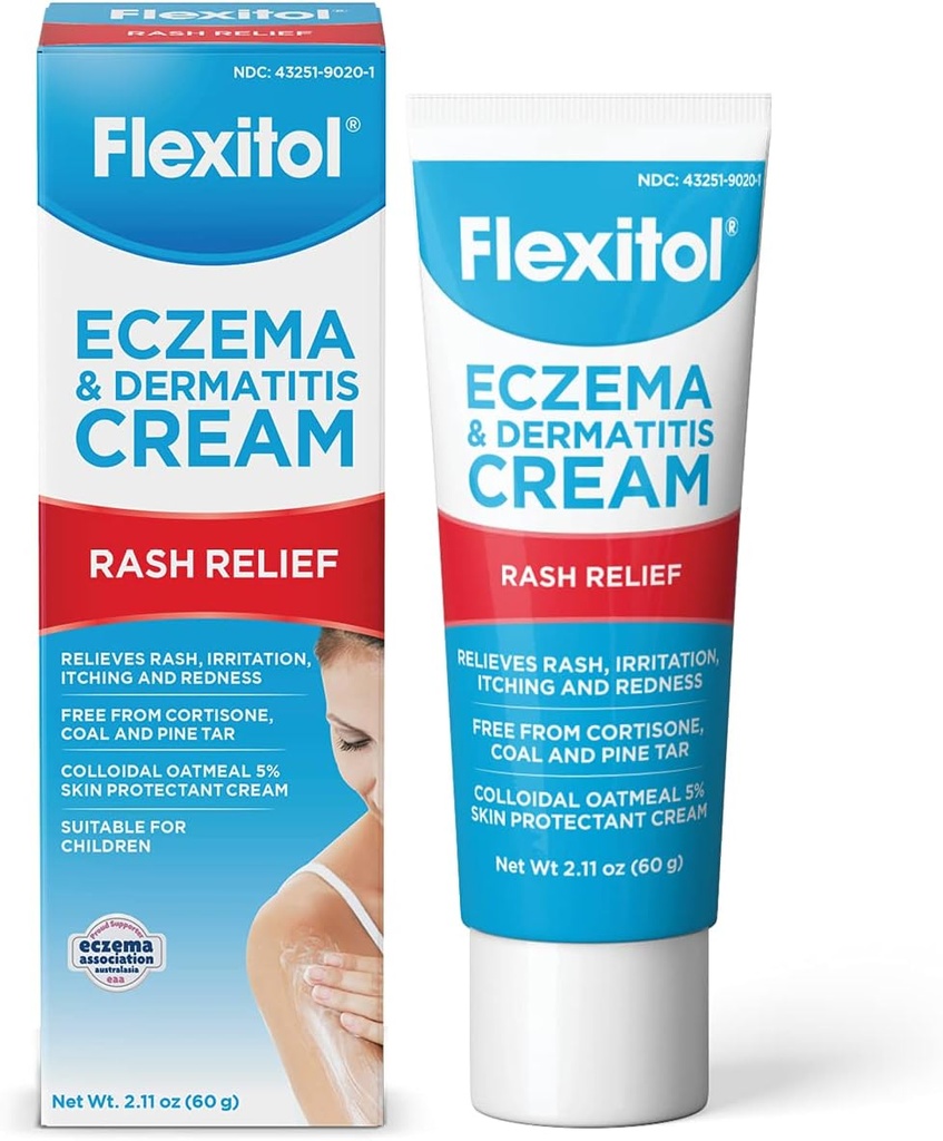Flexitol Eczema e Dermatite Creme – Esteróide e Fragrância Livre para Pele sensível, irritada com 5% de aveia coloidal