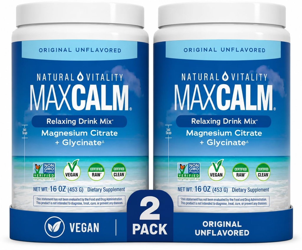 Vitalidade Natural Magnésio Natural Calmo (2 Garrafas de 16 Onça)