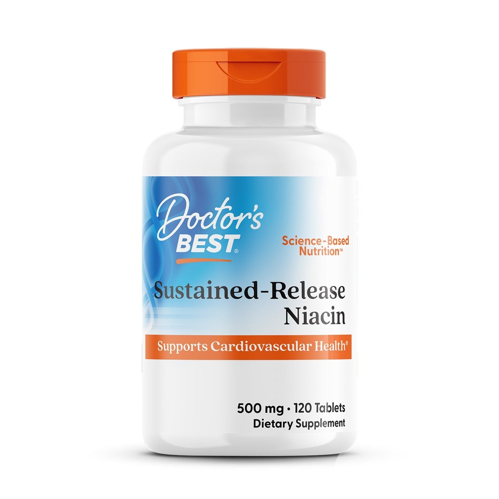 Médicos Melhor Niacin Sustentado-Lançamento com niaXtend, Suporta saúde do coração, Não-GMO, Glúten Livre, Vegan 120 Comprimidos