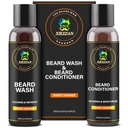 XIKEZAN Beard Wash & Beard Conditioner Natural Softener Set w / Argan & Jojoba Óleos Suaviza & Fortalece o Natal meia remendados Pai Dia Presentes para os homens Ele pai namorado marido