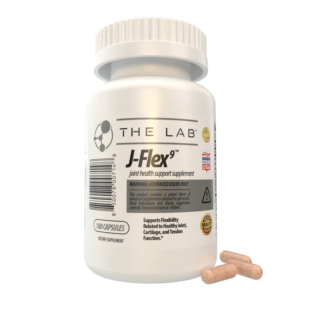 J-FLEX9 Advanced Joint Health Supplement + Cartilage Support & Tendon Function □ Os ingredientes incluem: Condroitina, Glucosamina, HSH, Curcumina, Boswellia Serrata, Colágeno. Feito nos EUA