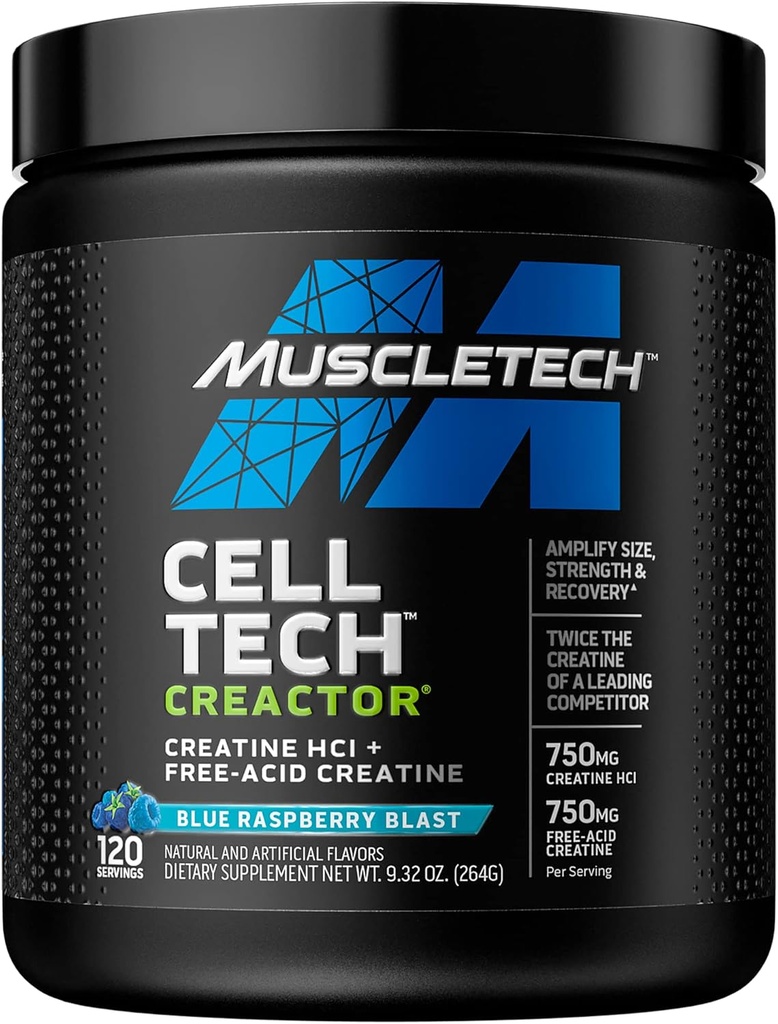 Creatina em pó muscularTech Cell-Tech Creactor Creatina HCl Formula Creatina HCl Construtor de músculos para homens e mulheres Creatina HCl + Creatina livre de ácido Creatina Suplementos Creatina